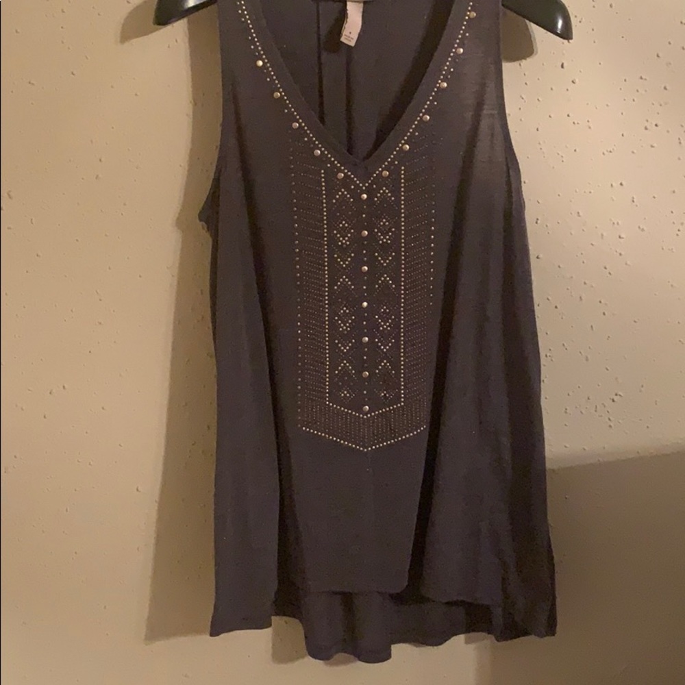 Grey tank with gold beading